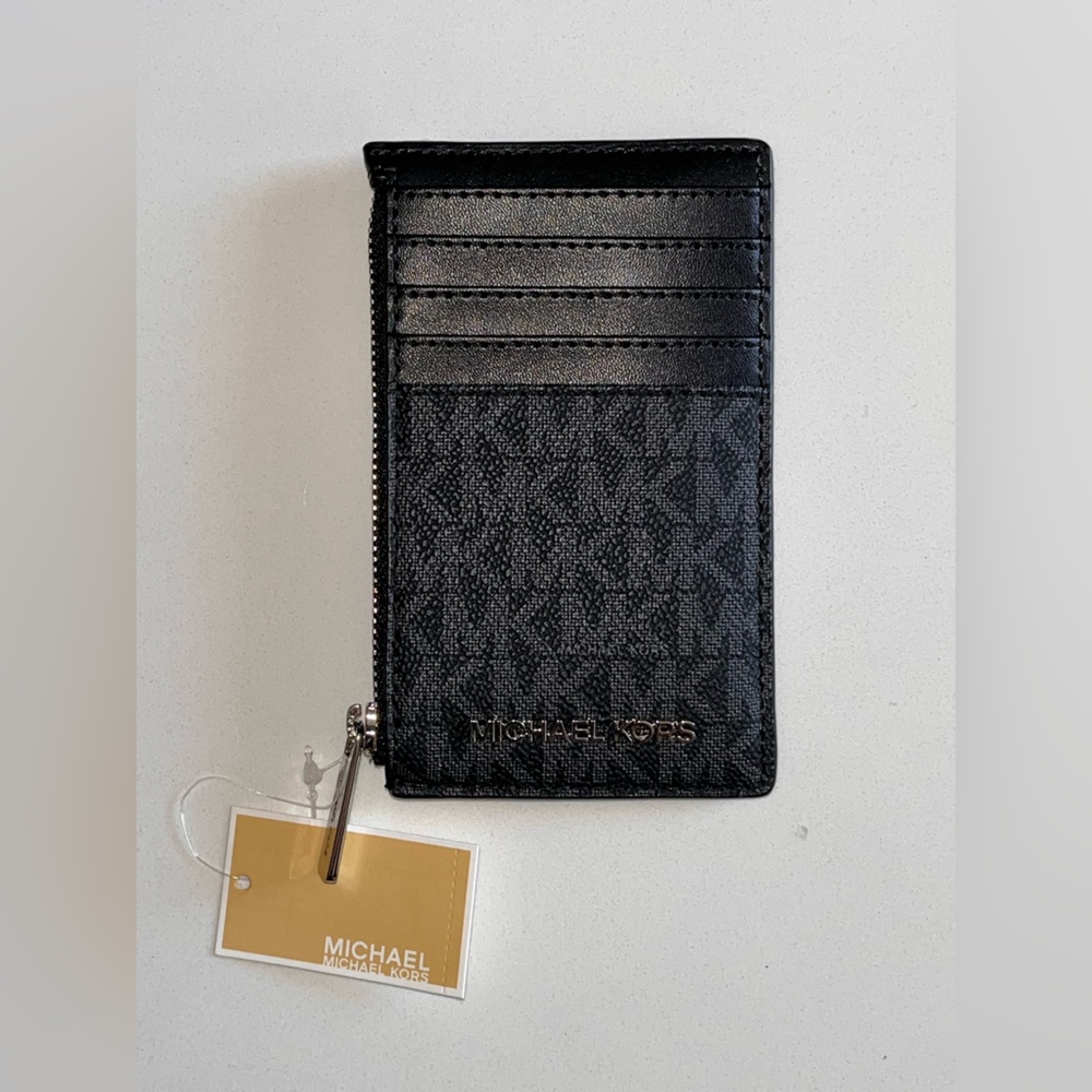 Michael Kors Jet Set Card Case | NWT $188 | Black Logo Leather